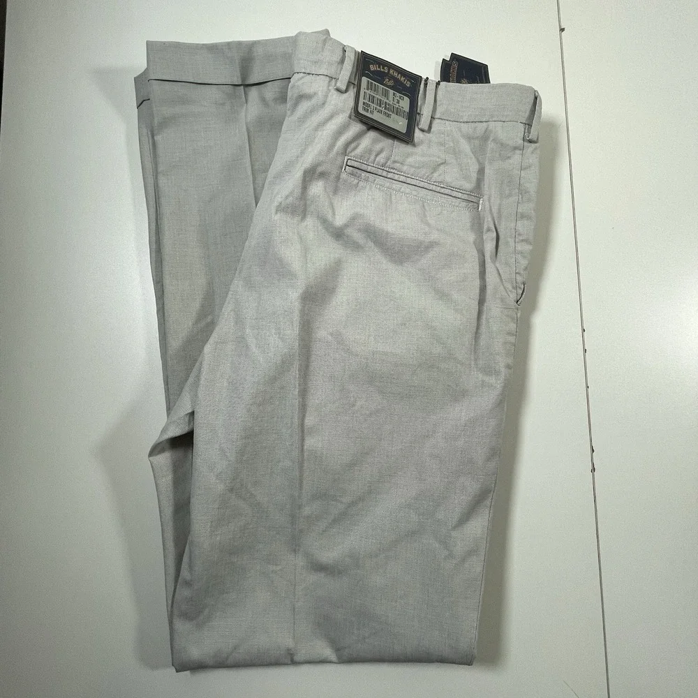 Bills Khakis M3 Mens 38 Trim Fit Micro Check Pants Gray Flat Front Cuffed USA